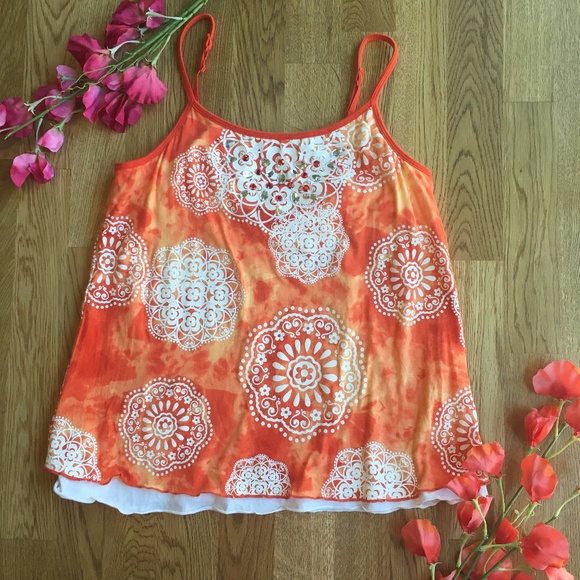 Justice Other - Justice Girls Rhinestone Orange Tank Top